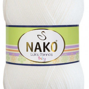 Fir de tricotat sau crosetat - Fire tip mohair din acril NAKO LUKS MINNOS ALB 208