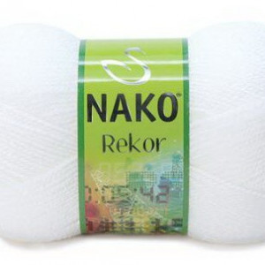 Fir de tricotat sau crosetat - Fire tip mohair din acril premium Nako REKOR  ALB 208
