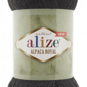 Fir de tricotat sau crosetat - Fire tip mohair din alpaca 15%, lana 30%, acril 55% Alize Alpaca Royal New NEGRU 60
