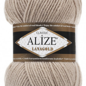 Fir de tricotat sau crosetat - Fire tip mohair din lana 49% si acril 51% Alize Lanagold Bej 05