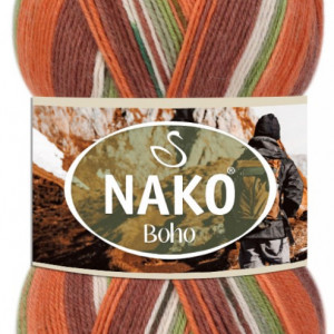 Fir de tricotat sau crosetat - Fire tip mohair din lana si polyamida Nako BOHO mix 82689