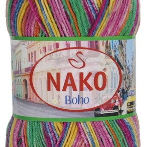 Fir de tricotat sau crosetat - Fire tip mohair din lana si polyamida Nako BOHO mix 32844