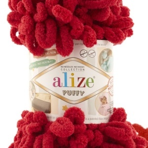Fir de tricotat - Fire tip mohair din acril ALIZE PUFFY ROSU 106