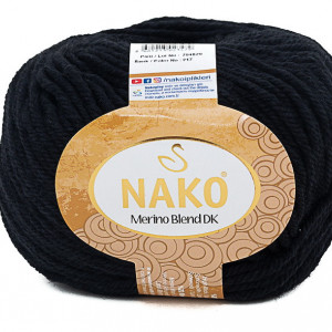 Fir de tricotat sau crosetat - Fire din lana 100% Nako Merino Blend DK - NEGRU COD 217