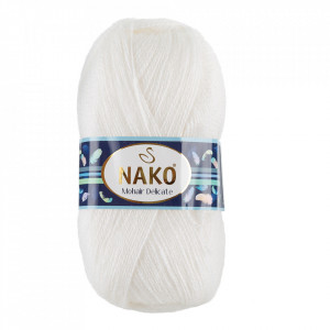 Fir de tricotat sau crosetat - Fire tip mohair acril NAKO MOHAIR DELICATE - ALB COD 6101 / 208
