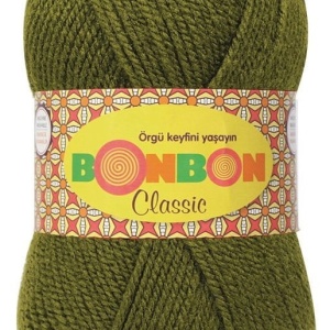 Fir de tricotat sau crosetat - Fire tip mohair din acril BONBON CLASIC KAKI 98326