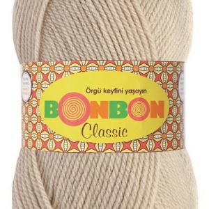 Fir de tricotat sau crosetat - Fire tip mohair din acril BONBON CLASIC BEJ 98603