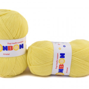 Fir de tricotat sau crosetat - Fire tip mohair din acril BONBON KRISTAL Galben 98210 - Img 2