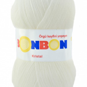 Fir de tricotat sau crosetat - Fire tip mohair din acril BONBON KRISTAL alb 98200
