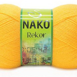 Fir de tricotat sau crosetat - Fire tip mohair din acril premium Nako REKOR GALBEN 184