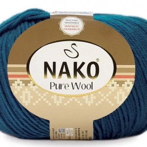 Fir de tricotat sau crosetat - Fire tip mohair din lana 100% Nako PURE WOOL ALBASTRU 10093