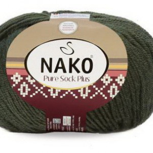 Fir de tricotat sau crosetat - Fire tip mohair din lana si polyamida Nako PURE SOCK PLUS VERDE 10267