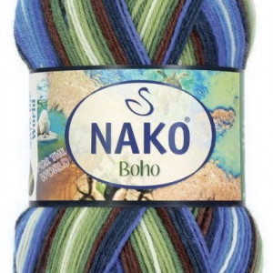 Fir de tricotat sau crosetat - Fire tip mohair din lana si polyamida Nako BOHO mix 82451