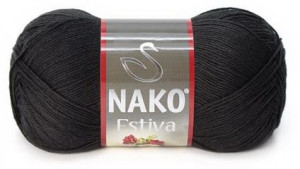 Fir de tricotat sau crosetat - Fire amestec Bumbac + Bambus NAKO ESTIVA NEGRU 217