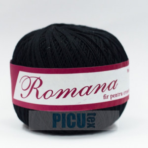 Fir de tricotat sau crosetat - Fire Bumbac 100% ROMANA - ROMANOFIR BOBINA NEGRU 1201