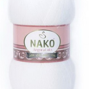 Fir de tricotat sau crosetat - Fire tip mohair acril NAKO ANGORA LUKS ALB 208
