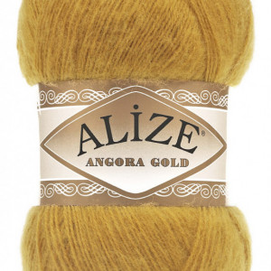 Fir de tricotat sau crosetat - Fire tip mohair din acril Alize Angora Gold Mustar 02 - Img 2