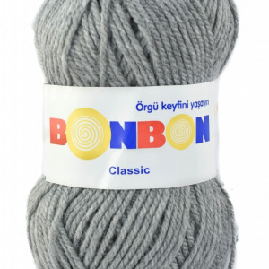 Fir de tricotat sau crosetat - Fire tip mohair din acril BONBON CLASIC GRI 98233