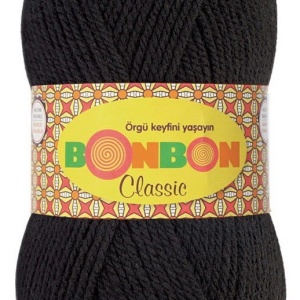 Fir de tricotat sau crosetat - Fire tip mohair din acril BONBON CLASIC NEGRU 98206