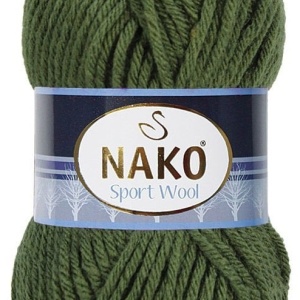 Fir de tricotat sau crosetat - Fire tip mohair din acril si lana Nako Sport Wool KAKI 14431