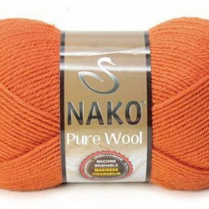 Fir de tricotat sau crosetat - Fire tip mohair din lana 100% Nako PURE WOOL PORTOCALIU 6963