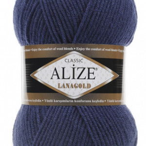 Fir de tricotat sau crosetat - Fire tip mohair din lana 49% si acril 51% Alize Lanagold Albastru 215