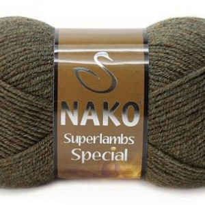 Fir de tricotat sau crosetat - Fire tip mohair din lana 50% si acril 50% Nako Suprlambs Special KAKI 23520