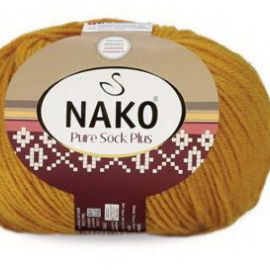 Fir de tricotat sau crosetat - Fire tip mohair din lana si polyamida Nako PURE SOCK PLUS GALBEN 10429