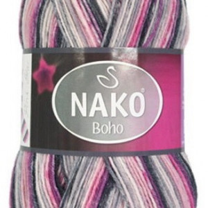 Fir de tricotat sau crosetat - Fire tip mohair din lana si polyamida Nako BOHO mix 32612