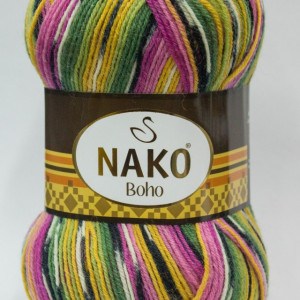 Fir de tricotat sau crosetat - Fire tip mohair din lana si polyamida Nako BOHO mix 81255