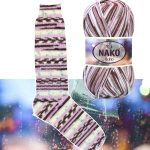 Fir de tricotat sau crosetat - Fire tip mohair din lana si polyamida Nako BOHO mix 82692