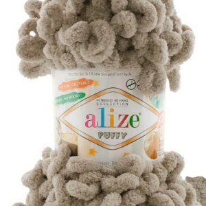 Fir de tricotat - Fire tip mohair din acril ALIZE PUFFY BEJ 990