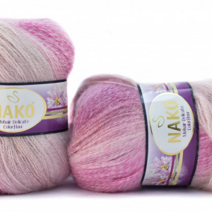 Fir de tricotat sau crosetat - Fire tip mohair acril NAKO MOHAIR DELICATE COLORFLOW DEGRADE 28081 - Img 2