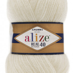 Fir de tricotat sau crosetat - Fire tip mohair din acril Alize Angora Real 40 Cream 450