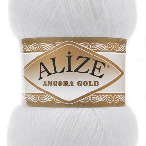 Fir de tricotat sau crosetat - Fire tip mohair din acril Alize Angora Gold Alb 55