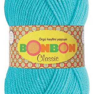 Fir de tricotat sau crosetat - Fire tip mohair din acril BONBON CLASIC TURCOAZ 98238