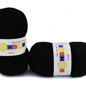 Fir de tricotat sau crosetat - Fire tip mohair din acril BONBON KRISTAL NEGRU 98206 - Img 2