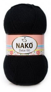 Fir de tricotat sau crosetat - Fire tip mohair din acril Nako Baby Negru 217