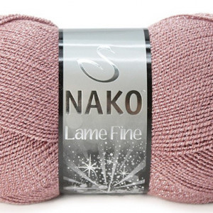 Fir de tricotat sau crosetat - Fire tip mohair din acril si poliester metalic NAKO LAME FINE ROZ 2574