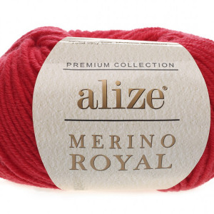 Fir de tricotat sau crosetat - Fire tip mohair din lana 100%, ALIZE MERINO ROYAL ROSU 56