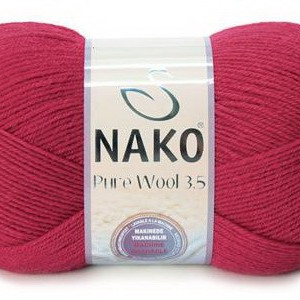 Fir de tricotat sau crosetat - Fire tip mohair din lana 100% Nako PURE WOOL 3,5 ROSU 6814