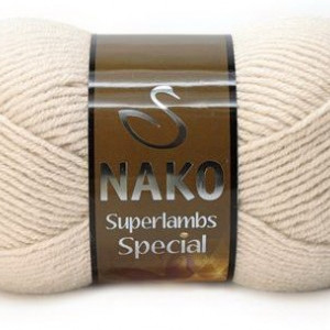 Fir de tricotat sau crosetat - Fire tip mohair din lana 50% si acril 50% Nako Superlambs Special bej 6383