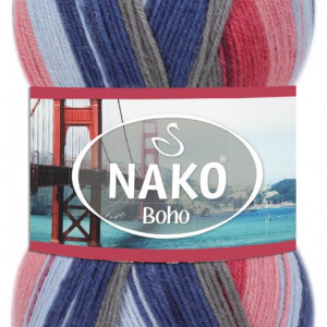 Fir de tricotat sau crosetat - Fire tip mohair din lana si polyamida Nako BOHO mix 81740