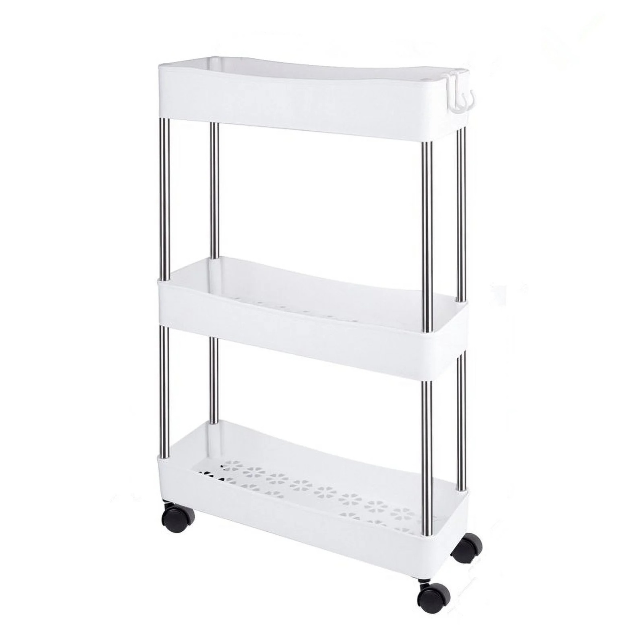 Ucenic Salon Cosmetica cu 3 polite si 4 roti, 13 x 40 x 61cm
