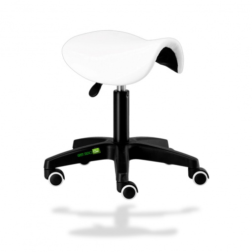 Scaun Cosmetica Tip Șa, Ergonomic, Reglabil, cu 5 Roti, Green Studio Pro, Alb