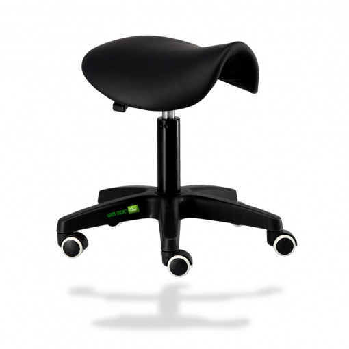 Scaun Cosmetica Tip Șa, Ergonomic, Reglabil, cu 5 Roti, Green Studio Pro, Negru