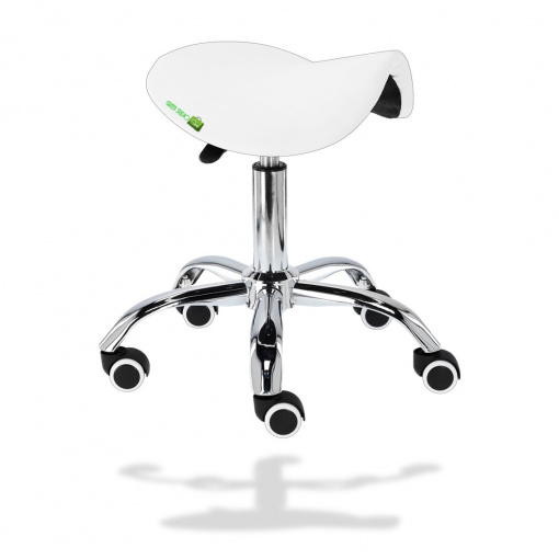 Scaun Cosmetica Tip Șa, Ergonomic, Reglabil, cu 5 Roti, Green Studio Pro, Alb