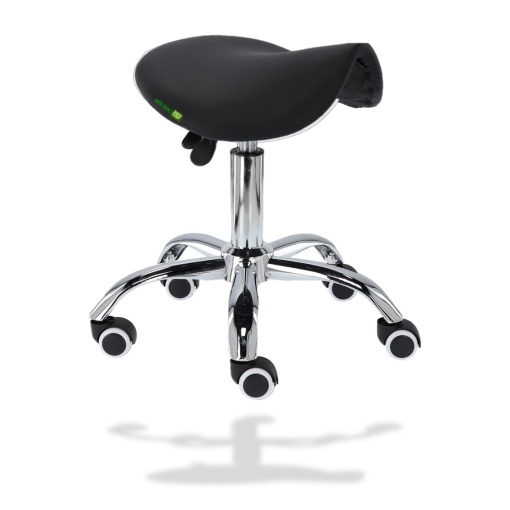 Scaun Cosmetica Tip Șa, Ergonomic, Reglabil, cu 5 Roti, Green Studio Pro, Negru