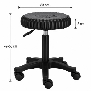 Scaun Cosmetica, Ergonomic, Reglabil, cu 5 roti, Green Studio Pro, Negru - Img 2