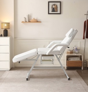 Set Pat Cosmetica + Lampa Led Semiluna + Scaun Cosmetica, Alb - Img 3